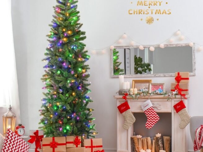 Artificial Christmas Tree 225 cm with 350 LED Lights 10 Lighting Modes