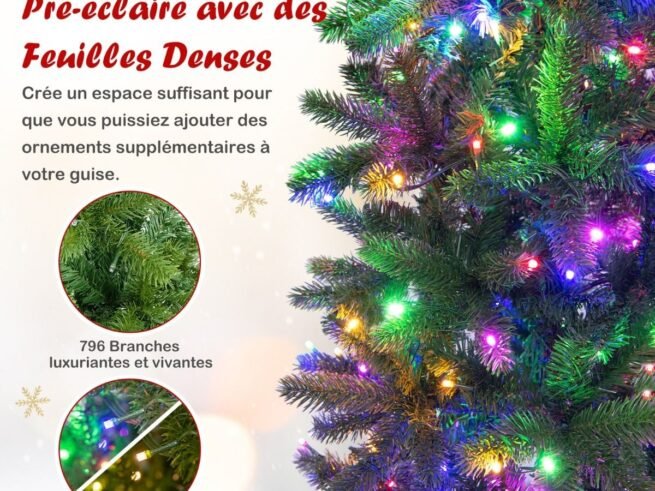 Artificial Christmas Tree 225 cm with 350 LED Lights 10 Lighting Modes