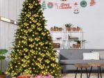 Artificial Christmas Tree 240cm 81 Pine Cones, LED Lights, Metal Base