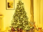 Artificial Christmas Tree 240cm 81 Pine Cones, LED Lights, Metal Base