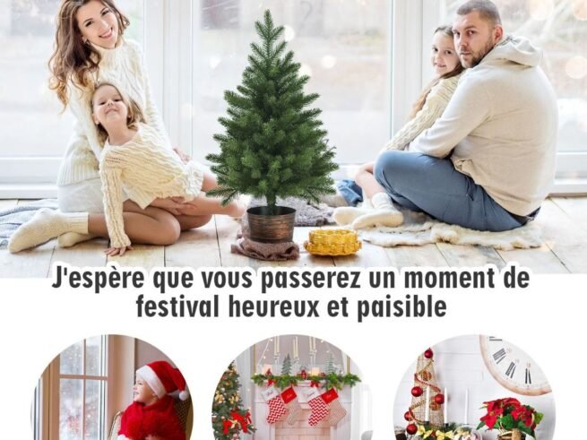 Tabletop Artificial Christmas Tree 60cm 50 Branches PE Material Retro Style