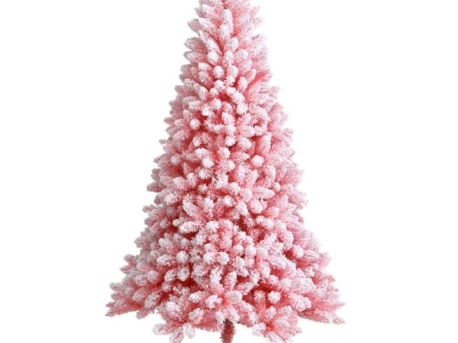 Artificial Flocked Christmas Tree 180 cm 920 PVC Branches Pink Cherry Blossom Color