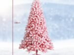 Artificial Flocked Christmas Tree 180 cm 920 PVC Branches Pink Cherry Blossom Color