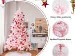 Artificial Flocked Christmas Tree 180 cm 920 PVC Branches Pink Cherry Blossom Color