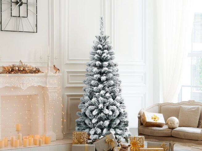 Artificial Snowflake Christmas Tree 140CM PVC Needles Foldable Metal Stand