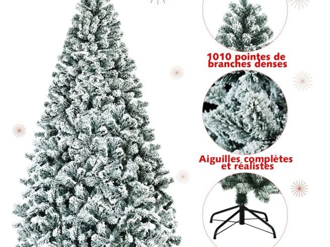 Artificial Snowflake Christmas Tree 225CM with Hinges 1010 Branches