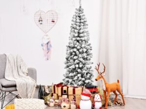 Artificial Snowflake Christmas Tree 180cm PVC Needles Metal Stand