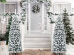 Artificial Snowflake Christmas Tree 180cm PVC Needles Metal Stand