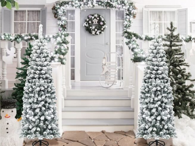 Artificial Snowflake Christmas Tree 180cm PVC Needles Metal Stand