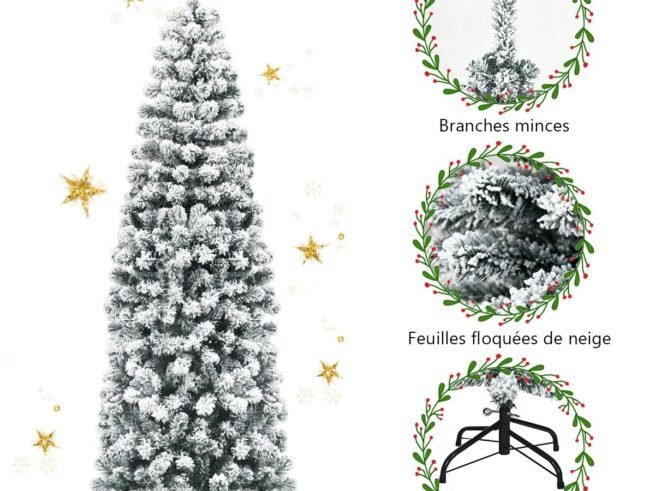Artificial Snowflake Christmas Tree 180cm PVC Needles Metal Stand