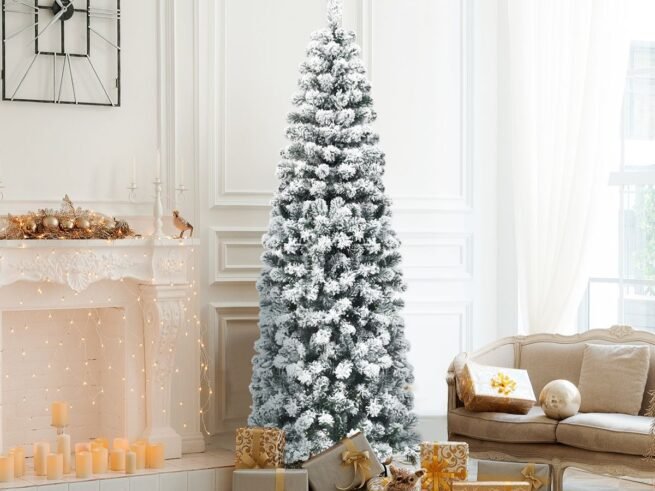Artificial Snowflake Christmas Tree 180cm PVC Needles Metal Stand