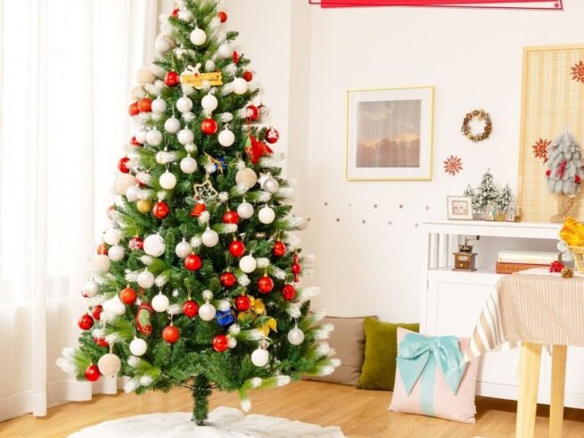 Artificial Snowy Christmas Tree 180cm 850 Branches in PVC+PE Hinged