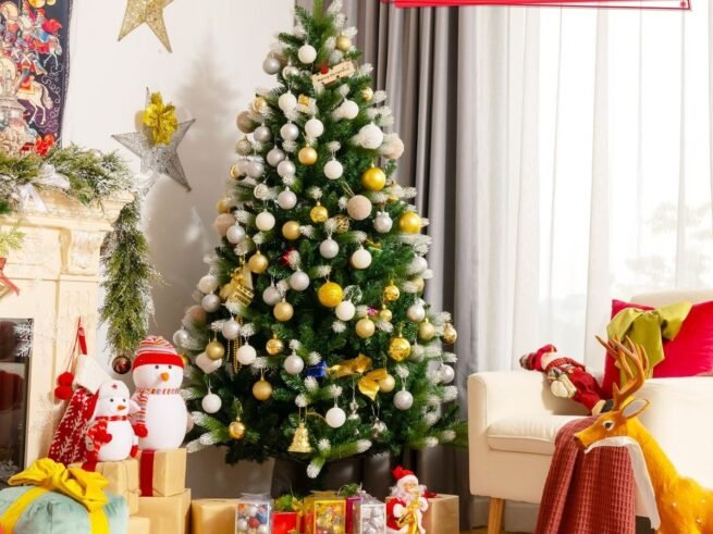 Artificial Snowy Christmas Tree 180cm 850 Branches in PVC+PE Hinged