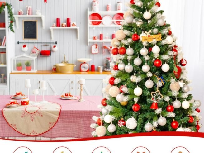 Artificial Snowy Christmas Tree 180cm 850 Branches in PVC+PE Hinged