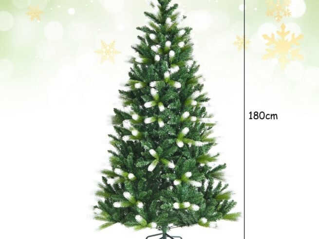 Artificial Snowy Christmas Tree 180cm 850 Branches in PVC+PE Hinged