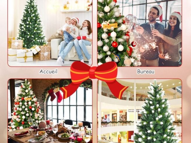 Artificial Snowy Christmas Tree 180cm 850 Branches in PVC+PE Hinged