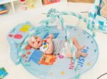 4-in-1 Scalable Baby Musical Activity Mat with 5 Hanging Sensory Toys Piano with Lights