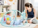 4-in-1 Scalable Baby Musical Activity Mat with 5 Hanging Sensory Toys Piano with Lights