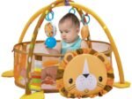 4 in 1 Baby Play Mat in Lion Shape 4 Hanging Toys and 30 Balls Protective Net