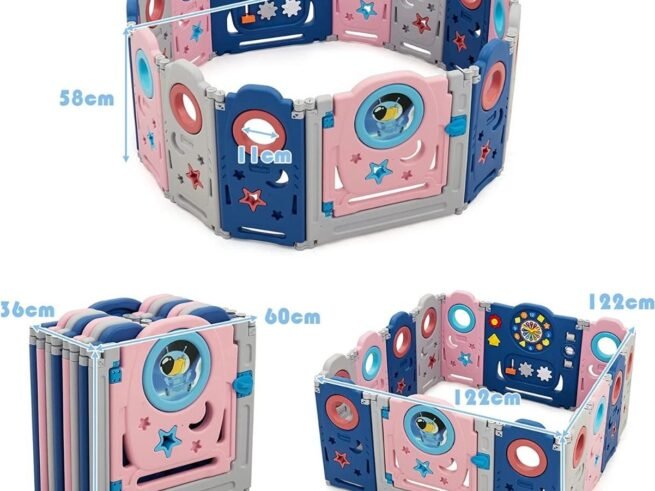 Baby Playpen 14 Panels HDPE Activity Center with Safety Lock