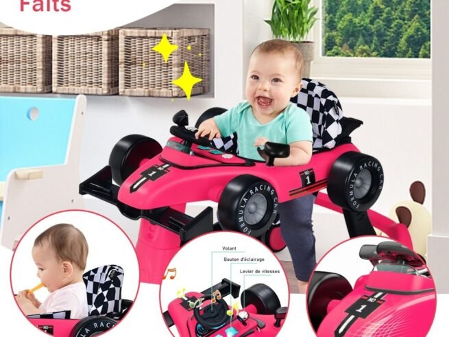 4 in 1 Baby Walker Pusher Foldable Adjustable Height and Speed Music Box