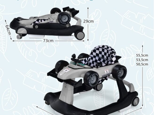 4 in 1 Baby Walker Pusher Foldable Adjustable Height and Speed ​​Music Box