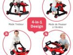 Foldable Baby Walker 4 in 1 Pusher Adjustable Height and Speed Music Box with Light