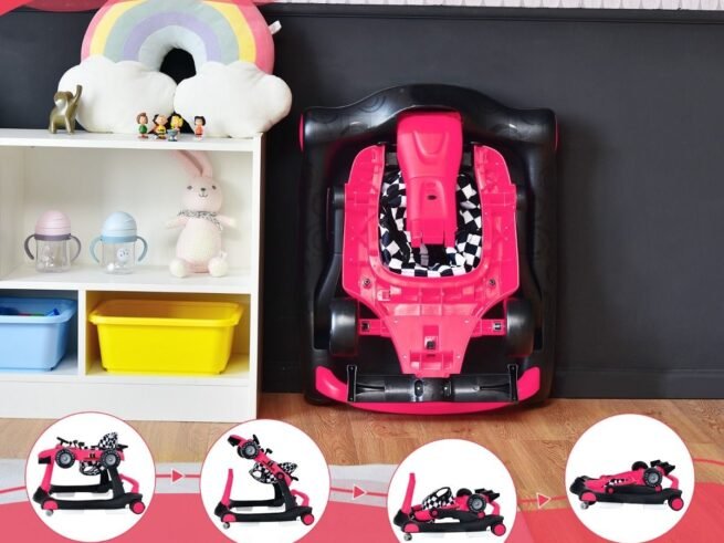 4 in 1 Baby Walker Pusher Foldable Adjustable Height and Speed Music Box