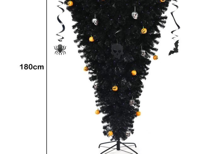 Black Artificial Helloween Christmas Tree 180cm 270 Purple LED Lights