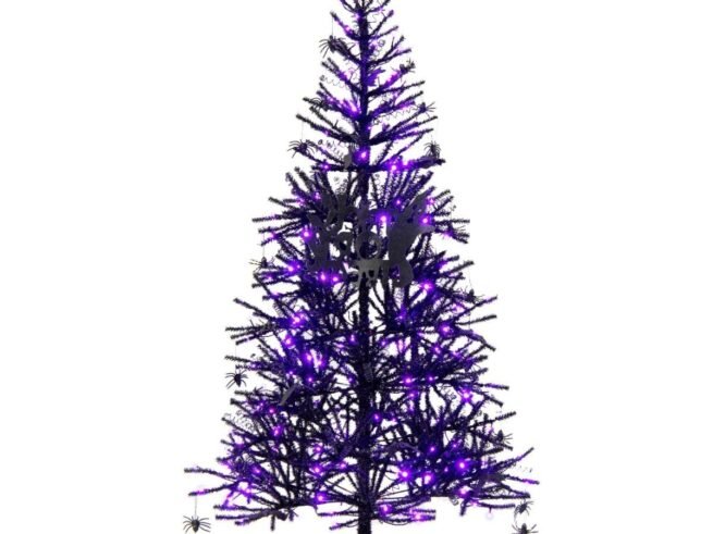 Black Christmas Tree 180CM Artificial Halloween 250 Lights