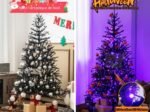 Black Christmas Tree 180CM Artificial Halloween 250 Lights