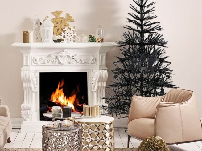 Black Christmas Tree 180CM Artificial Halloween 250 Lights