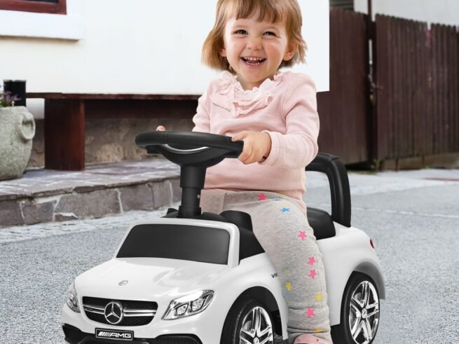 Ride On Car for Children 12-36 Months with Music Horn Storage White