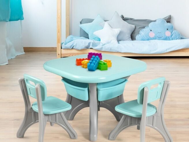 Children's Activity Table Chairs Set with Storage Bins Ecological Materials