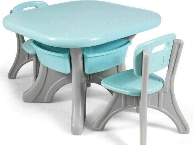 Children's Activity Table Chairs Set with Storage Bins Ecological Materials