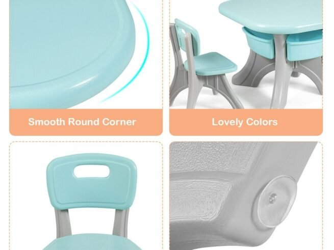 Children's Activity Table Chairs Set with Storage Bins Ecological Materials