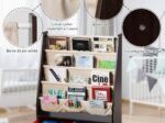 Kids Bookshelf Storage Shelf with 4 Shoulder Shelves and 2 Toy Boxes