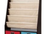 Kids Bookshelf Storage Shelf with 4 Shoulder Shelves and 2 Toy Boxes