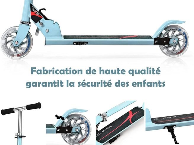 Children's Kick Scooter 2 Wheels Foldable LED Light Adjustable Height