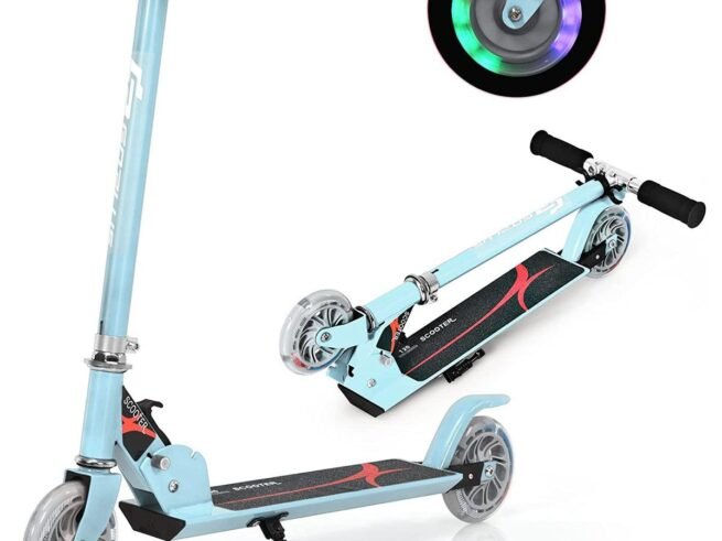 Children's Kick Scooter 2 Wheels Foldable LED Light Adjustable Height