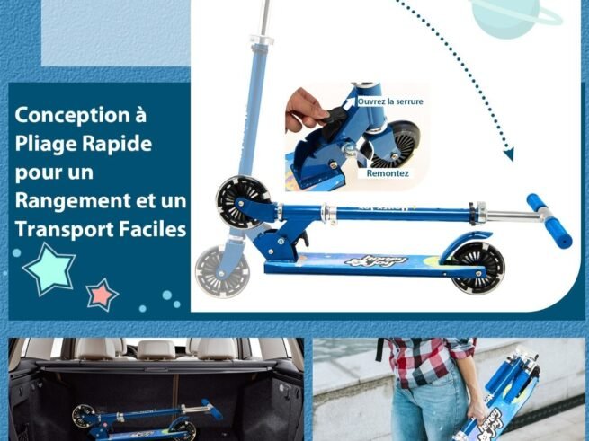 Foldable Children's Scooter 2 Automatic Flashing Wheels Adjustable Height