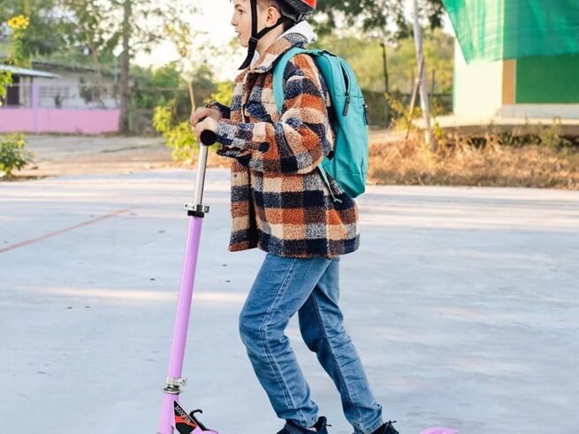 Children's Kick Scooter 2 Wheels Foldable LED Light Adjustable Height