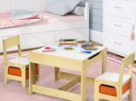 Children's Table Chair Set Removable 2-Sided Board 2 Boxes Desk with Storage