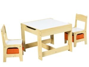 Children's Table Chair Set Removable 2-Sided Board 2 Boxes Desk with Storage