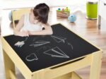 Children's Table Chair Set Removable 2-Sided Board 2 Boxes Desk with Storage