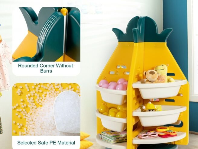 3-Tier Children's Toy Storage Rack Pineapple-Shaped Rotating Shelf
