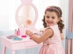 Children's Dressing Table with Drawer and Stool Girls' Makeup Table White