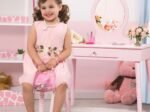 Children's Dressing Table with Drawer and Stool Girls' Makeup Table White
