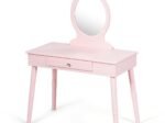 Children's Dressing Table with Drawer and Stool Girls' Makeup Table White
