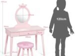 Children's Dressing Table with Drawer and Stool Girls' Makeup Table White